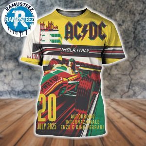 ACDC Imola Italy 2025 Concert Poster For Autodromo Enzo e Dino Ferrari Tee On July 20 PWR UP Event Tour 2025 All Over Print Shirt