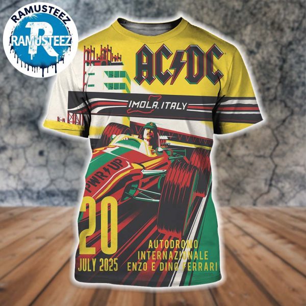 ACDC Imola Italy 2025 Concert Poster For Autodromo Enzo e Dino Ferrari Tee On July 20 PWR UP Event Tour 2025 All Over Print Shirt