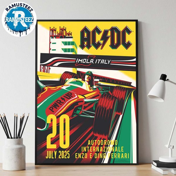 ACDC Imola Italy 2025 Concert Poster For Autodromo Enzo e Dino Ferrari Tee On July 20 PWR UP Event Tour 2025 Home Decor Poster Canvas