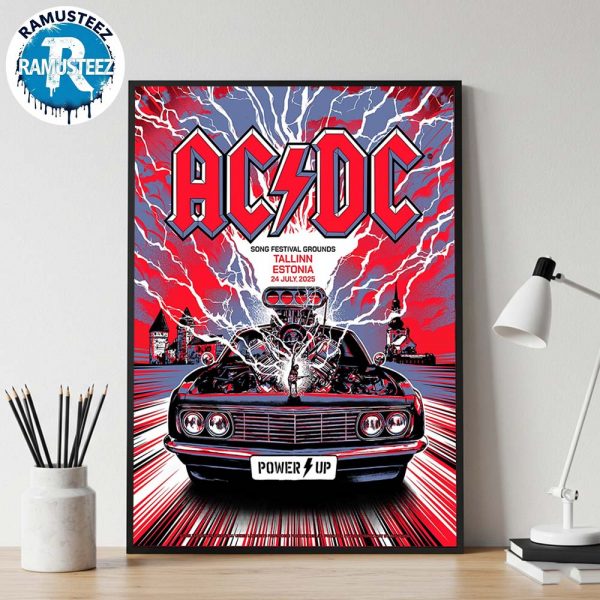 ACDC Power Up Tour 2025 Poster Music In Tallinn Estonia At Tallinn Song Festival Grounds On July 24th 2025 Home Decor Poster Canvas