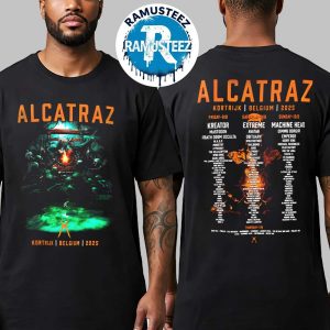 Alcatraz Open Air 2025 Collection Tee Kortrijk BE Poster Line Up On August 7th 8th 9th 10th 2025 At De Lange Munte Two Sided Print T-Shirt