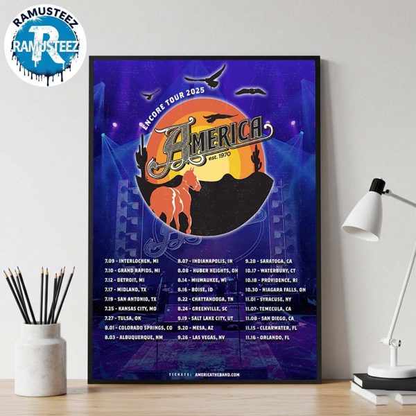 America Band Encore Tour 2025 Dates List Kick Off At Interlochen MI On July 9th Home Decor Poster Canvas