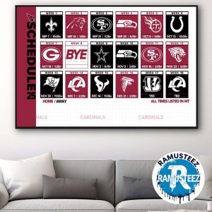 Arizona Cardinals 2025 Regular Season NFL Schedule Home Decor Poster Canvas