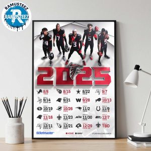 Atlanta Falcons 2025 Regular Season NFL Schedule Wall Decor Poster Canvas
