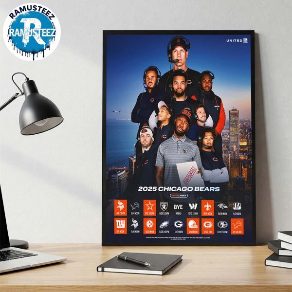 Chicago Bears 2025 Regular Season NFL Schedule Home Decor Poster Canvas