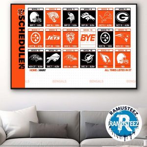 Cincinnati Bengals 2025 Regular Season NFL Schedule Wall Decor Poster Canvas