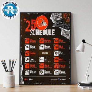 Cleveland Browns 2025 Regular Official Season NFL Schedule Home Decor Poster Canvas
