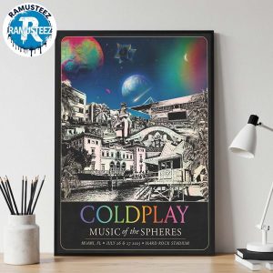 Coldplay Miami Music Of The Spheres Limited Edition Tour 2025 Poster In Miami Florida At Hard Rock Stadium On July 26 And 27 2025 Home Decor Poster Canvas