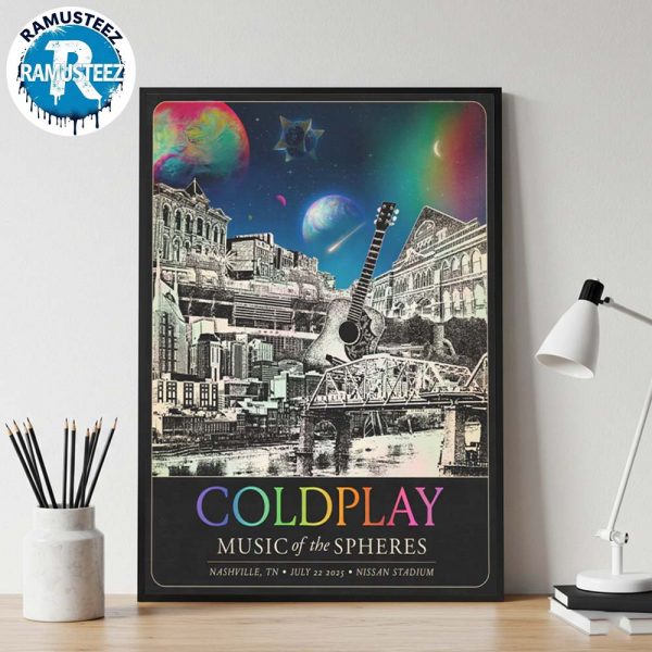 Coldplay Nashville TN Show Poster For Nashville Music Of The Spheres On July 22th Tour 2025 At Nissan Stadium Home Decor Poster Canvas