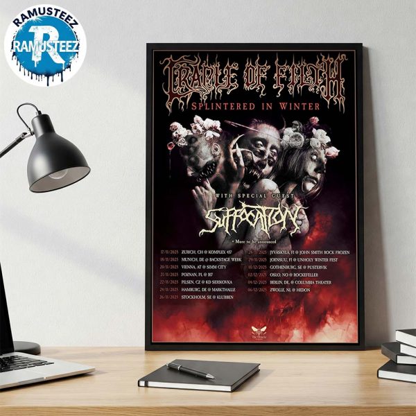 Cradle Of Filth Splintered In Winter Europe Tour 2025 Dates List Kick Off On November 17th In Zurich CH At Komplex 457 Home Decor Poster Canvas
