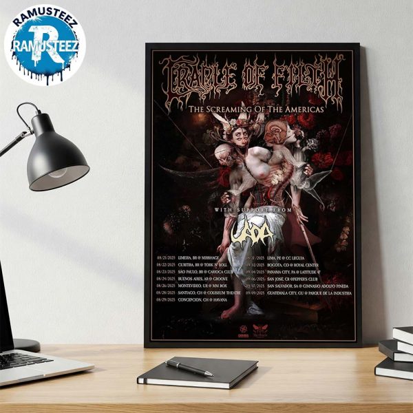 Cradle Of Filth The Screaming Of The Americas Tour 2025 Cities List Start In On August 21th In Limeira BR Wall Decor Poster Canvas