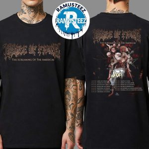 Cradle of Filth The Screaming Of The Americas Tour 2025 Cities List Start In On August 21th In Limeira BR Two Sided Print Unisex T-Shirt