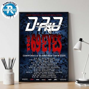 D-A-D Band Cowpunks And Glampires Tour 2025 Dates List Kick Off In Budapest HU On Octorber 10th With The 69 Eyes Wall Decor Poster Canvas