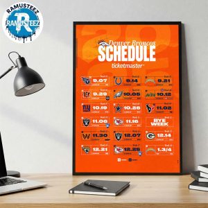 Denver Broncos 2025 Regular Season NFL Schedule Wall Decor Poster Canvas