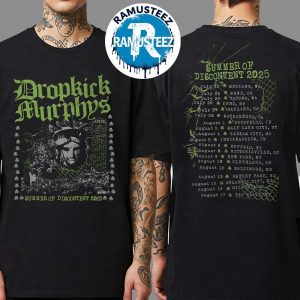 Dropkick Murphy Merch Summer Of Discontent 2025 Tee On July 22th In Spokane WA Two Sided Print Black T-Shirt