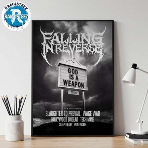 Falling In Reverse God Is A Weapon Tour 2025 Dates List Start In Denver CO On August 10th 2025 Home Decor Poster Canvas