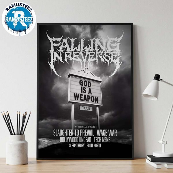 Falling In Reverse God Is A Weapon Tour 2025 Dates List Start In Denver CO On August 10th 2025 Home Decor Poster Canvas