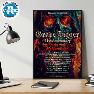 Grave Digger 45th Anniversary The Latin America Celebrations 2025 Dates List Kick Off At Multiforo Alicia In Mexico City MX On October 31th Poster Canvas