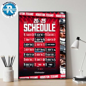 Houston Texans 2025 Regular Season NFL Schedule Home Decor Poster Canvas