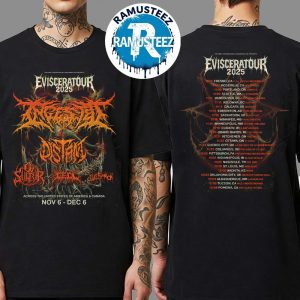 Ingested Band Evisceratour 2025 Across The United States Of America And Canada Dates List For November 6 To December 6 2025 Unisex T-Shirt