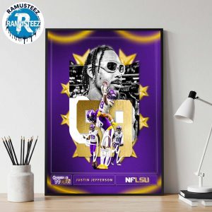 Justin Jefferson From Minnesota Vikings Is A 3 Time Member And The Only Wide Receiver In Vikings History To Join The 99 Club Wall Decor Poster Canvas