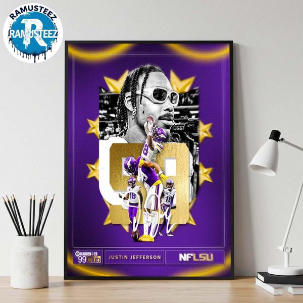 Justin Jefferson From Minnesota Vikings Is A 3 Time Member And The Only Wide Receiver In Vikings History To Join The 99 Club Wall Decor Poster Canvas