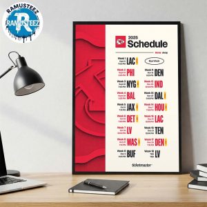 Kansas City Chiefs  2025 Regular Season NFL Schedule Wall Decor Poster Canvas