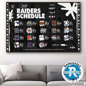 Las Vegas Raiders 2025 Regular Official Season NFL Schedule Home Decor Poster Canvas