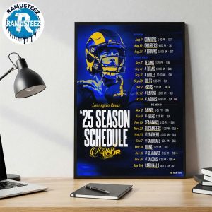 Los Angeles Rams 2025 Regular Official Season NFL Schedule Wall Decor Poster Canvas