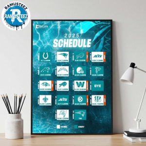 Miami Dolphins 2025 Regular Official Season NFL Schedule Home Decor Poster Canvas