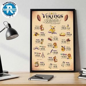 Minnesota Vikings  2025 Regular Official Season NFL Schedule Wall Decor Poster Canvas