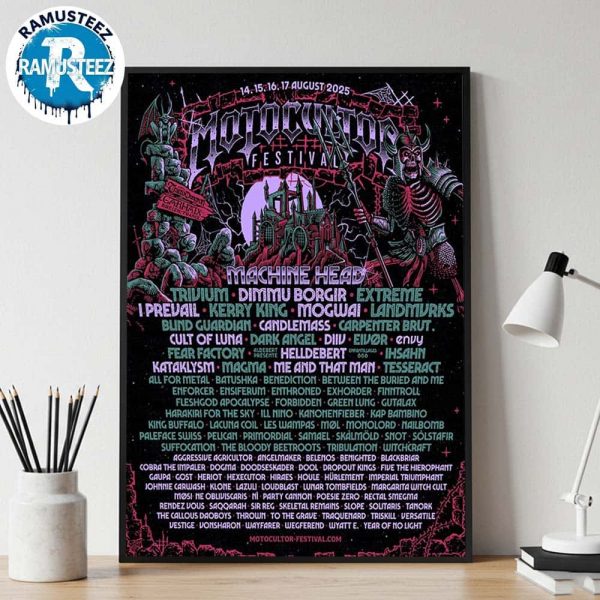 Motocultor Festival 2025 Poster Full Line Up In Carhaix FR At Site de Kerampuilh On August 14-18 2025 Home Decor Poster Canvas