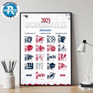 New England Patriots 2025 Regular Official Season NFL Schedule Home Decor Poster Canvas
