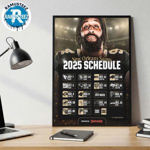 New Orleans Saints 2025 Regular Official Season NFL Schedule Wall Decor Poster Canvas