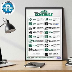 New York Jets 2025 Regular Official Season NFL Schedule Home Decor Poster Canvas