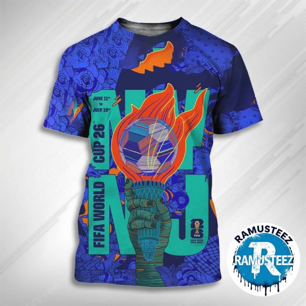 New York New Jersey FIFA 2026 Host City Poster On June 11th-July 19th FIFA World Cup 2026 In New York New Jersey Art By Rodrigo Perez 3D T-Shirt
