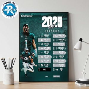 Philadelphia Eagles 2025 Regular Official Season NFL Schedule Home Decor Poster Canvas