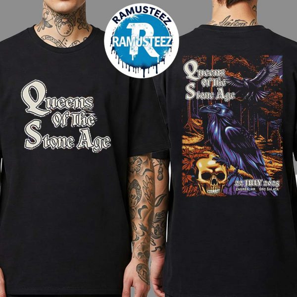 Queen Of The Stone Age Tonight Poster In Zagreb HR At SRC Salata On July 22th 2025 Two Sided Print T-Shirt