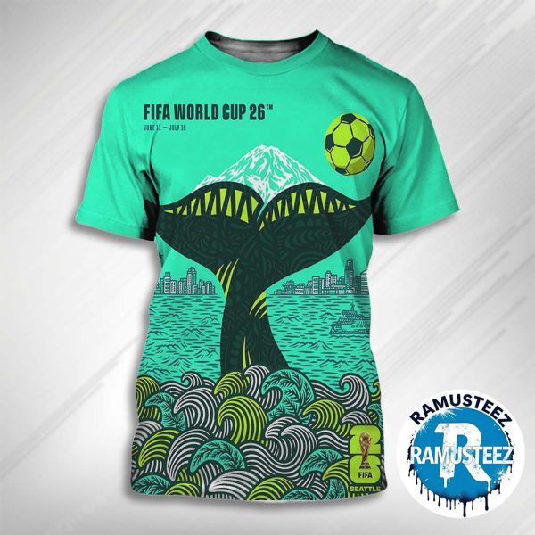Seattle FIFA 2026 Official Host City Poster On June 11th-July 19th FIFA World Cup 2026 In Seattle Art By Shogo Ota All Over Print T-Shirt
