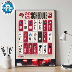 Tampa Bay Buccaneers 2025 Regular Official Season NFL Schedule Wall Decor Poster Canvas