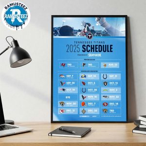 Tennessee Titans 2025 Regular Official Season NFL Schedule Wall Decor Poster Canvas