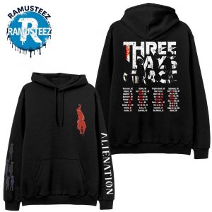 Three Days Grace Alienation 2025 Tour Merch Tee Cities List Two Sided Print Hoodie T-Shirt