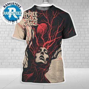 Three Days Grace Poster For 2025 Tour Cities List Start In Vancouver BC On June 6 2025 All Over Print Shirt