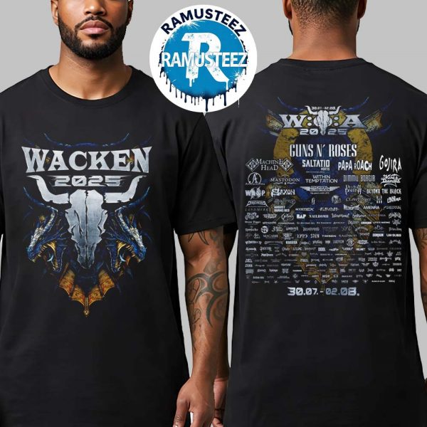 Wacken Open Air 2025 Wacken DE Collecion Dragons 2025 Tee Line Up On July 30th-August 2nd Black T-Shirt