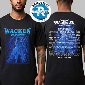 Wacken Open Air 2025 Wacken DE Merchandise Tee Lovecraft 2025 Line Up On July 30th-August 2nd Black T-Shirt