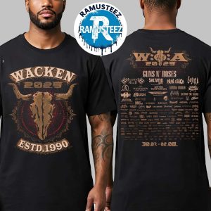 Wacken Open Air 2025 Wacken DEU Exclusive Tee Classic Rock 2025 Line Up On July 30th-August 2nd Two Sided Print T-Shirt
