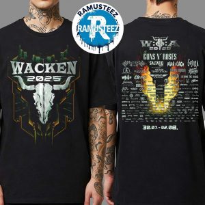 Wacken Open Air 2025 Wacken Germany Merch Tee Main 2025 Line Up On July 30th-August 2nd Two Sided Print T-Shirt