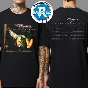 10 Years Band The Autumn Effect 20th Anniversary Tour 2025 Dates List Kick Off On September 9th In Lawrence KS Two Sided Print T-Shirt