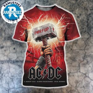 ACDC Oslo Norway PWR UP Event Tour 2025 Gig Poster At Bjerke Travbane On August 5 2025 All Over Print Shirt
