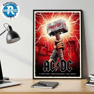 ACDC Oslo Norway PWR UP Event Tour 2025 Gig Poster At Bjerke Travbane On August 5 2025 Home Decor Poster Canvas